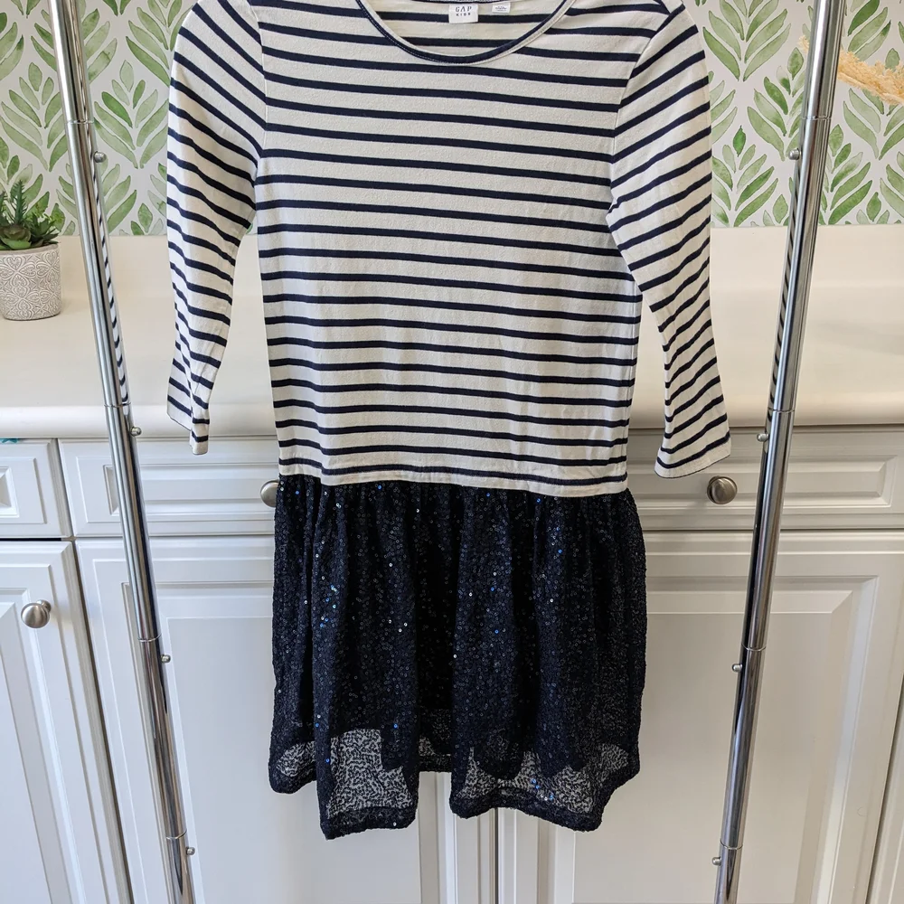 Gap Kids XXL Girl's Blue Striped Sequin Dress